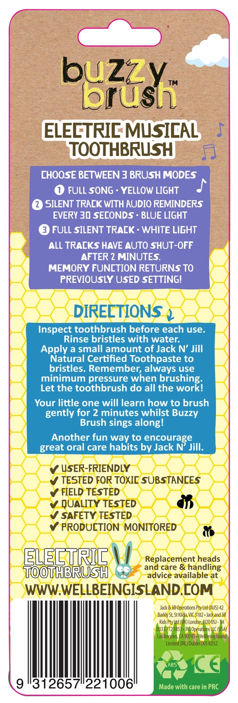 Kids Electric Musical Toothbrush Buzzy Brush (3+ yrs)