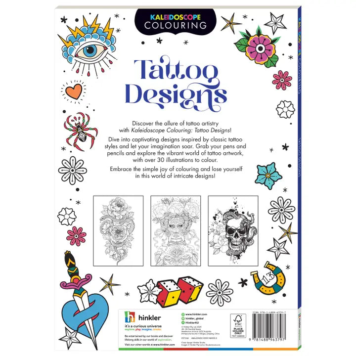Adult Colouring Book  – Tattoo Designs