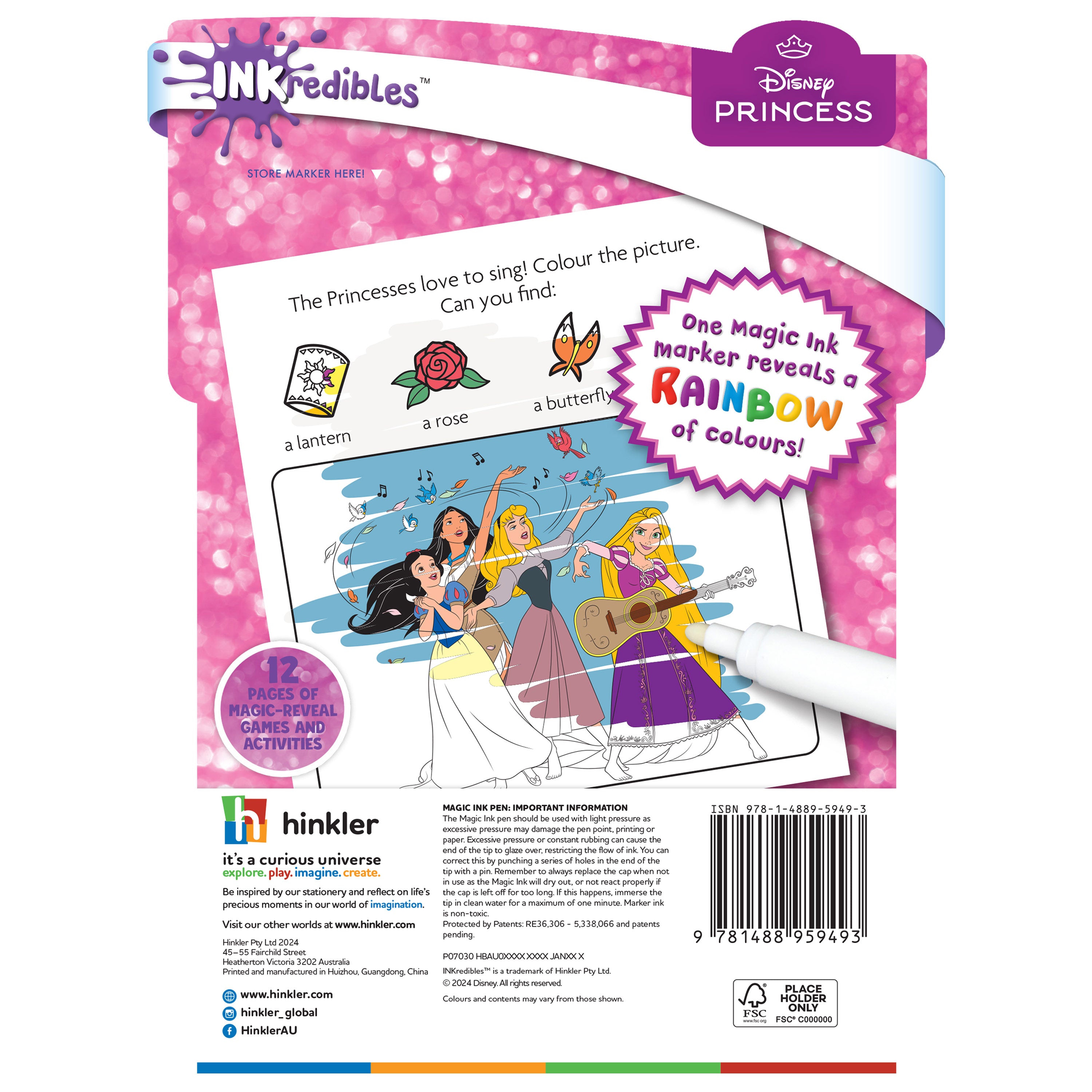 Disney Princess Magic Ink Pictures Book – Mess-Free Colouring Fun
