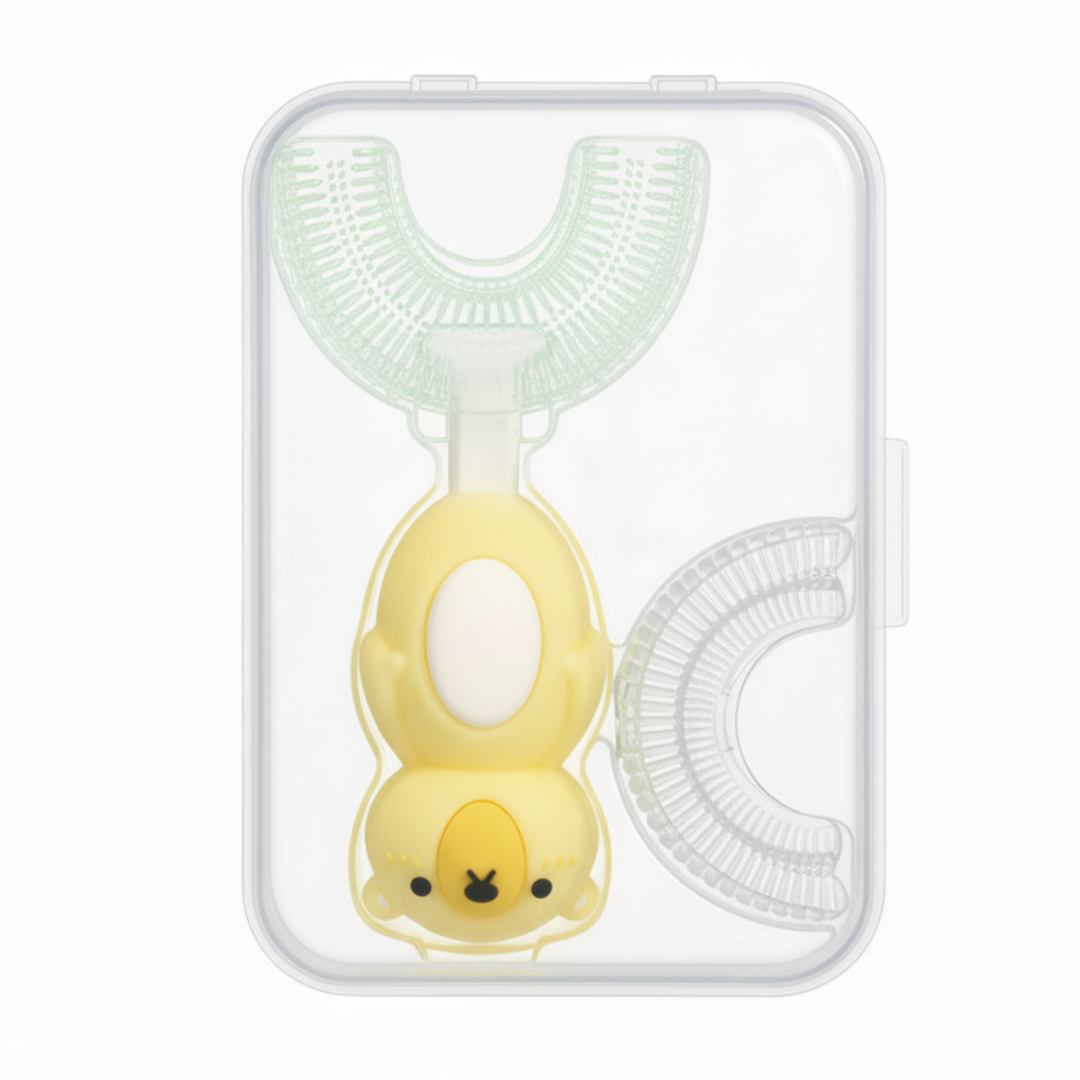 Cute Bear U-Shaped Toothbrush - Child Yellow