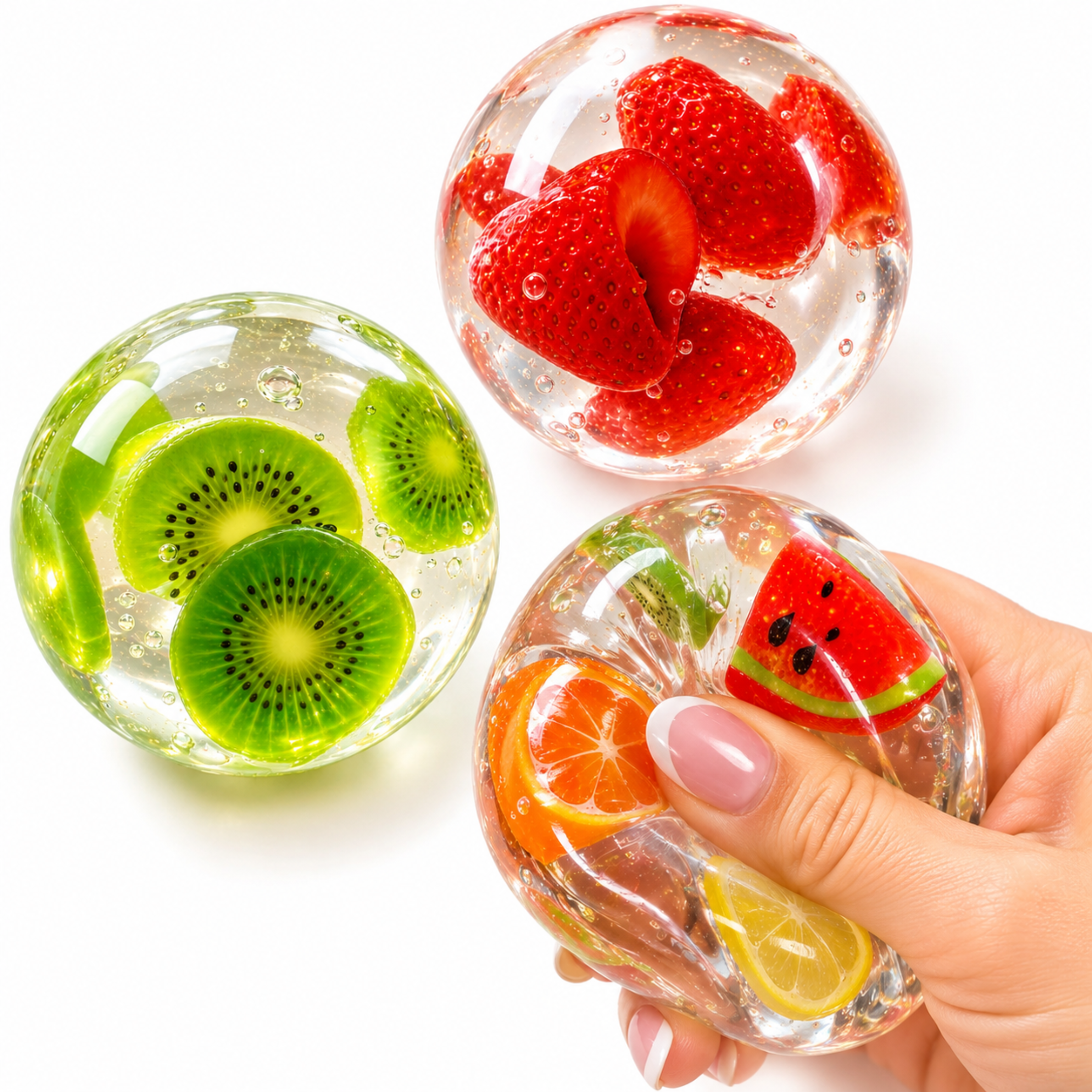 Coconut Oil Fruit Ball Squishy -  3 Pack