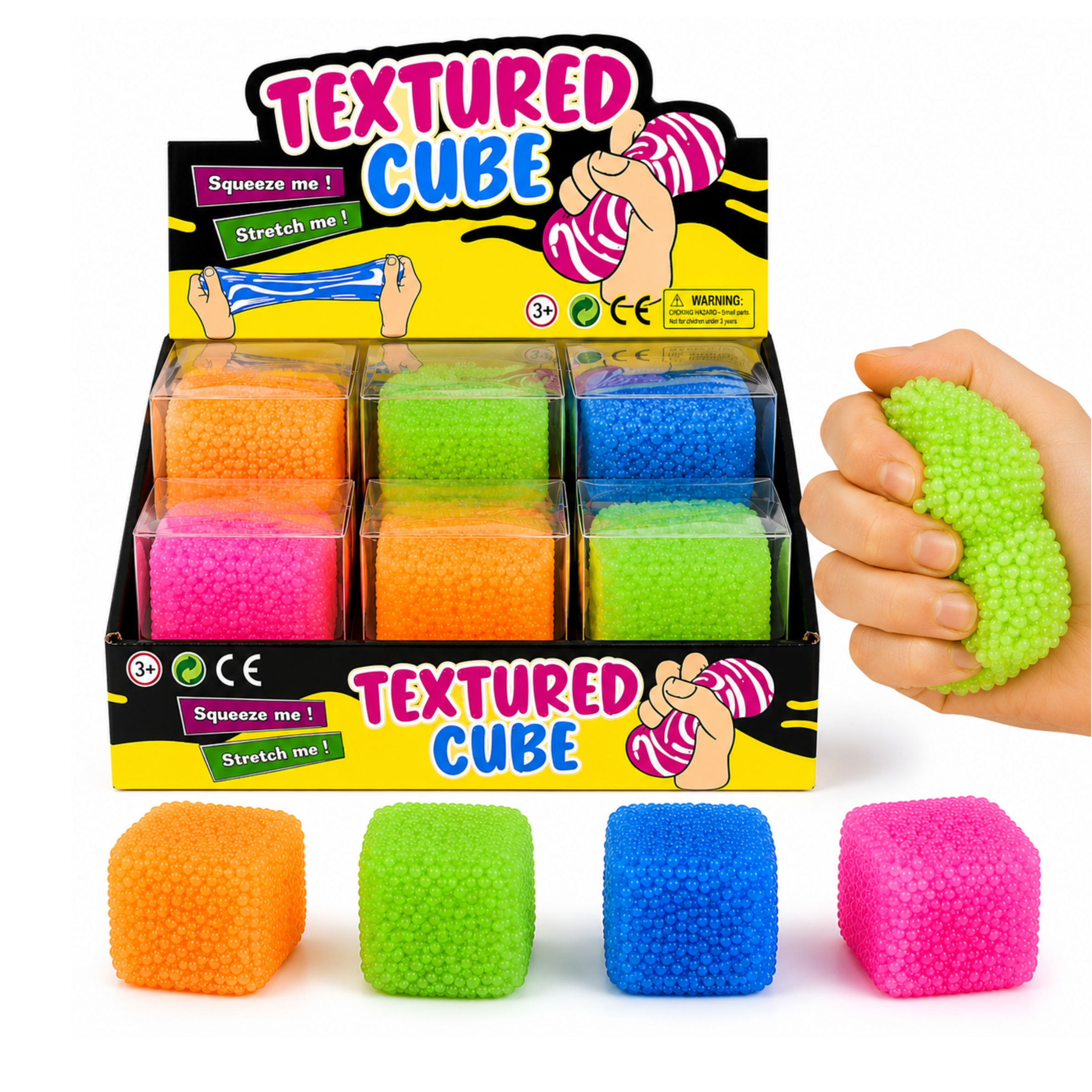Jelly Cube Squishy - Textured Cube 3 Pack