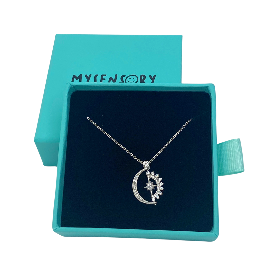 Moon and Sun Silver Fidget Flip Necklace