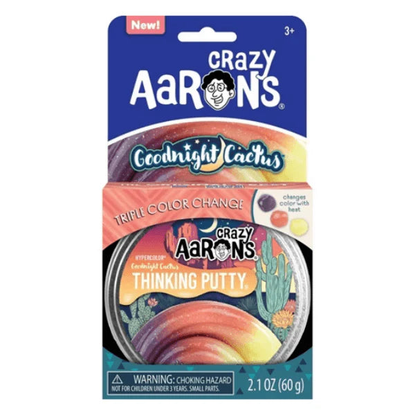 Aarons Thinking Puttty Goodnight Cactus-4 Inch Tin - Colour Changing Heat Activated