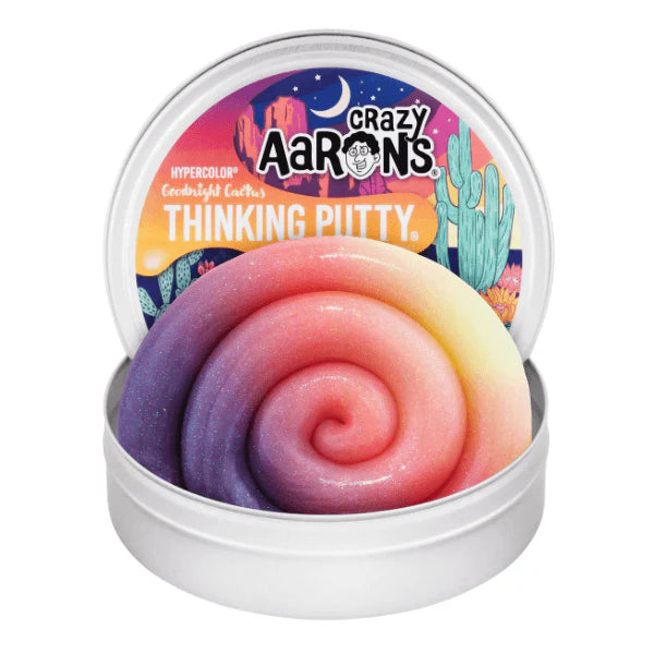 Aarons Thinking Puttty Goodnight Cactus-4 Inch Tin - Colour Changing Heat Activated