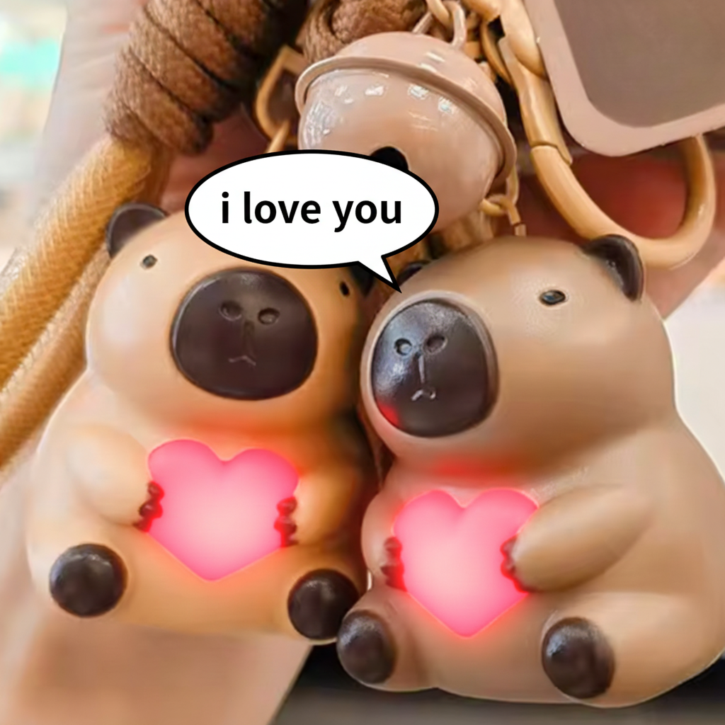 2x Capybara Talking I Love You Keychain