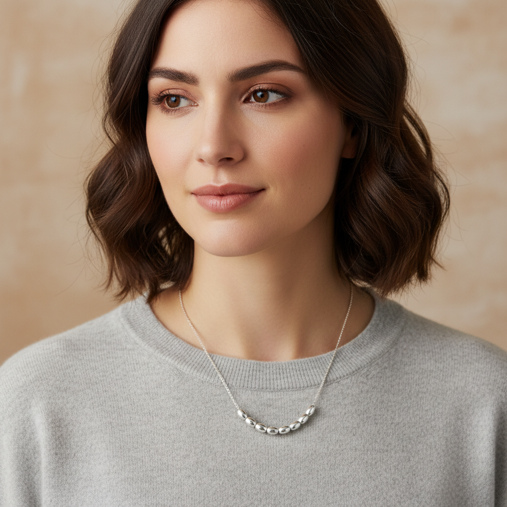 Silver Bead Fidget Necklace