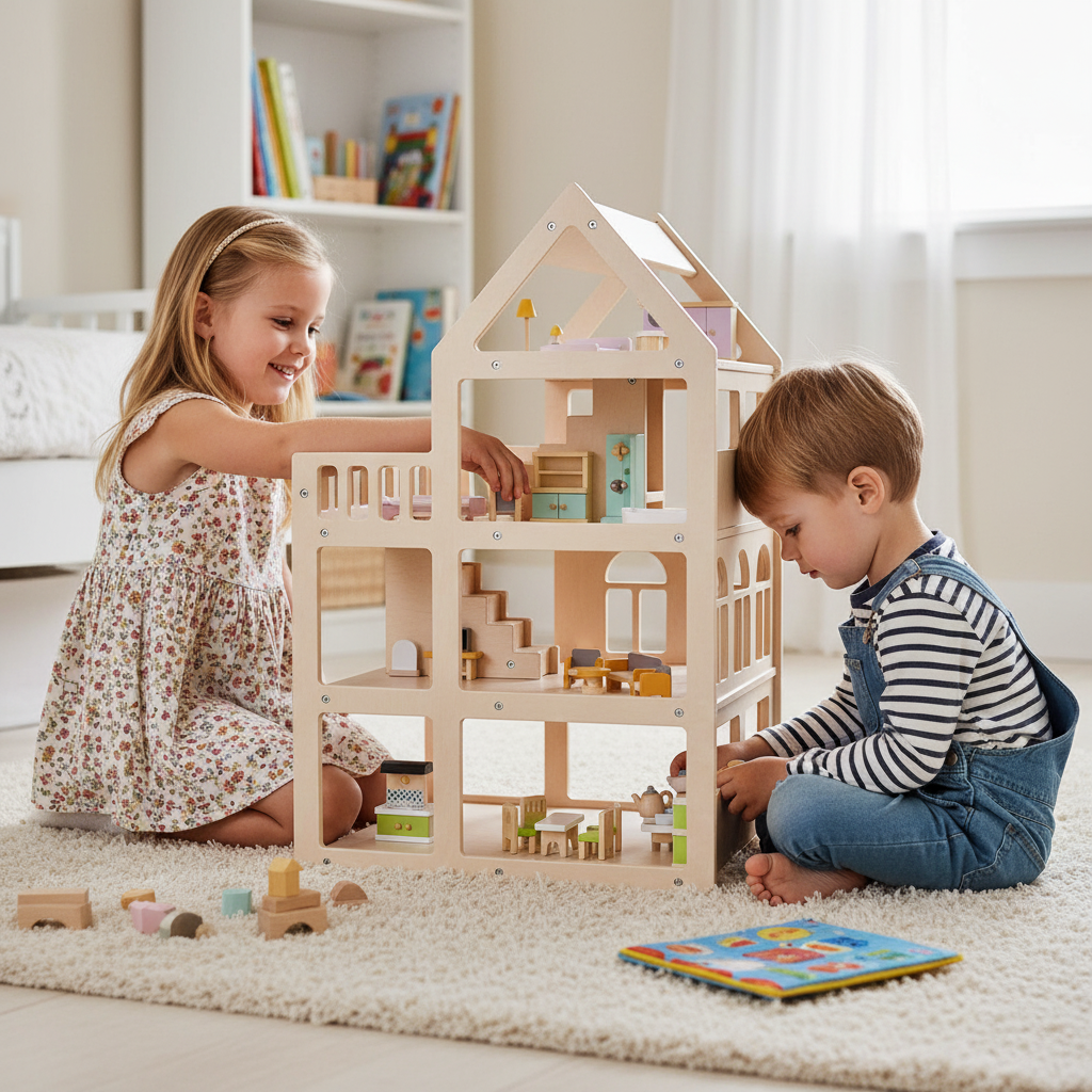 Wooden Doll House Furniture Set